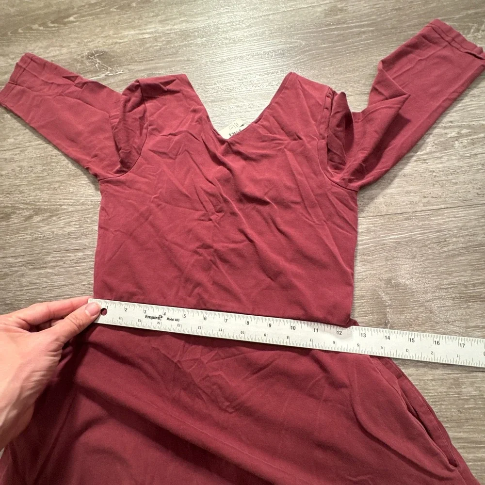 Pact Dress Womens Small Red Fit And Flare Organic Cotton Stretch V Neck Lounge - Picture 8 of 10